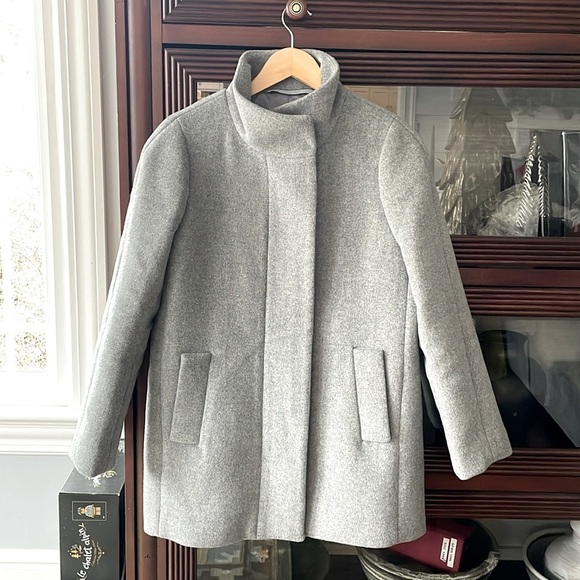 J. Crew Factory Gray Wool Blend Cocoon Coat - Picture 2 of 12